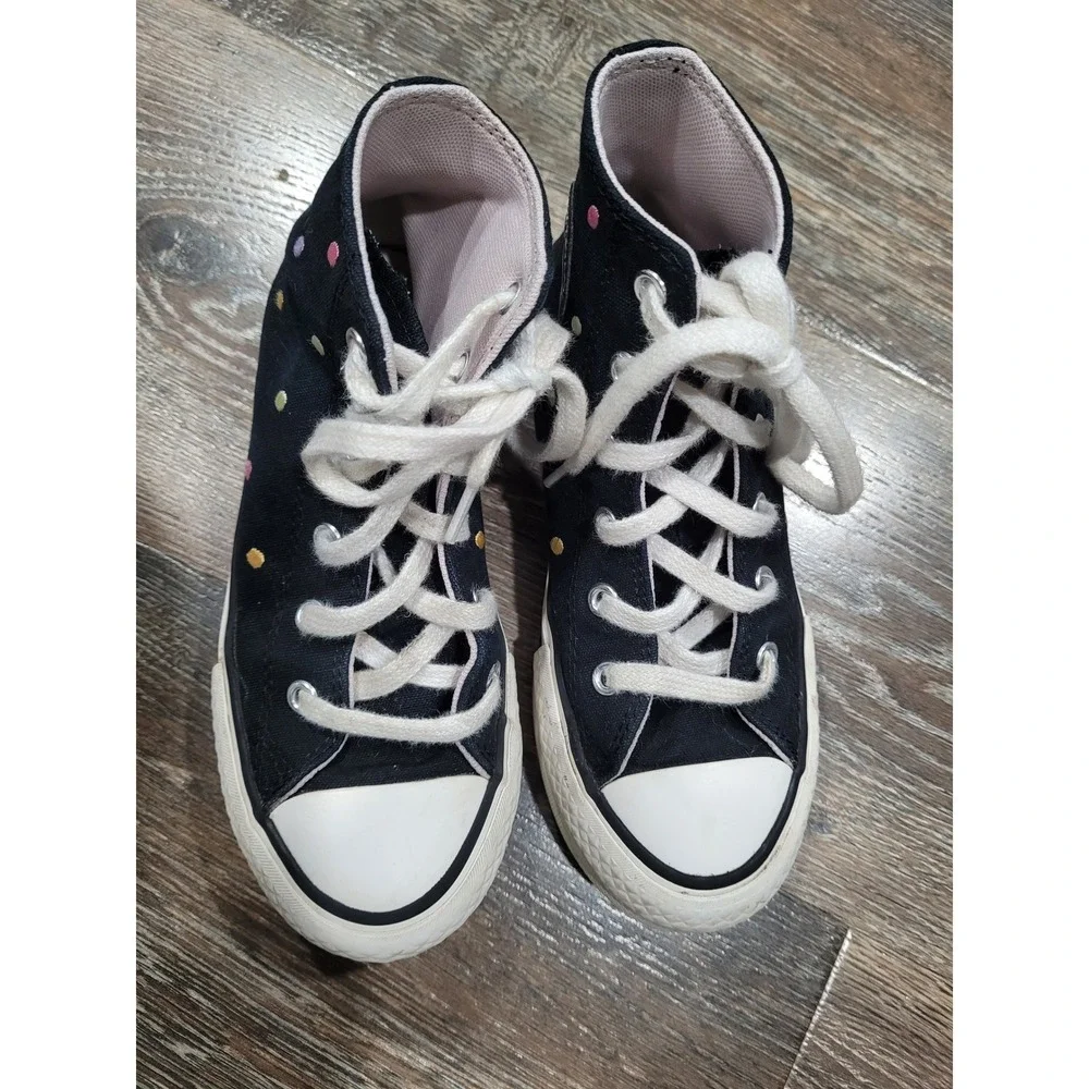 Converse‎ Chuck Taylor All Star Youth High Top Black Polka Dot A12609C 1Y #3